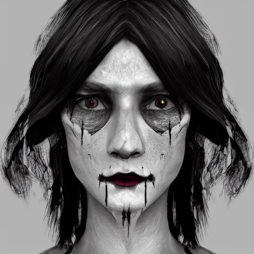 Prompt: a portrait of a woman with a skull text, award winning, trending on artstation, unreal engine