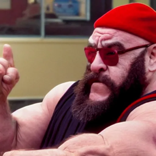 Prompt: movie still of Danny DeVito starring as zangief in the 2026 live action street fighter movie