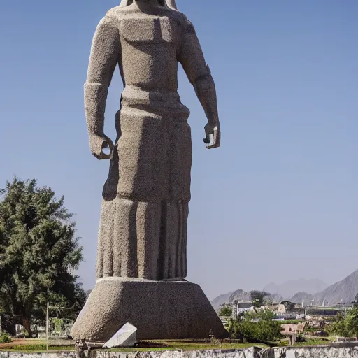 Prompt: giant concrete statue of Jesus Christ on a cross