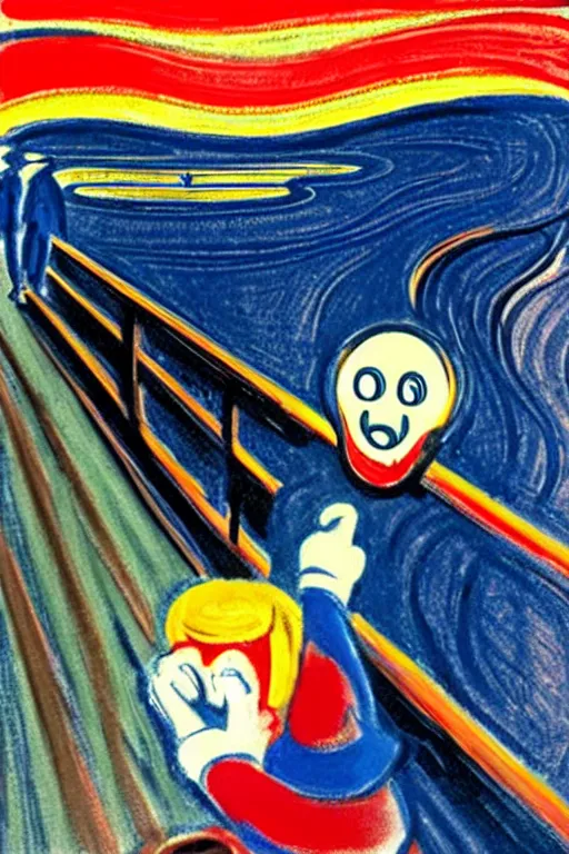 Image similar to super mario as the scream by edvard munch