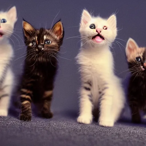 Image similar to an amazing award winning photo of kittens singing in a mic, very detailed and sharp, 4k hdr, masterpiece