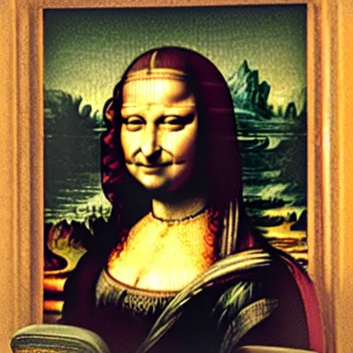 Image similar to monalisa smiling for a selfie