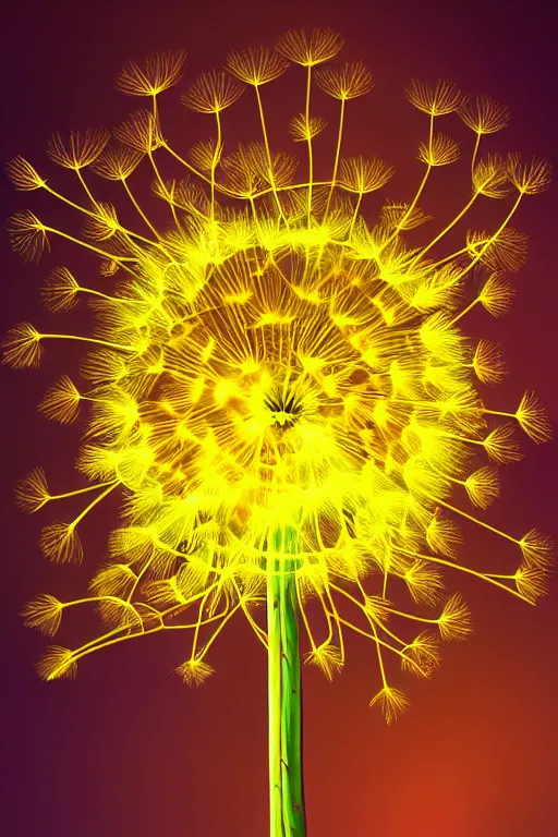 Image similar to glowing dandelion plant monster, amber eyes, highly detailed, digital art, sharp focus, ambient lighting, autumn, trending on art station, anime art style