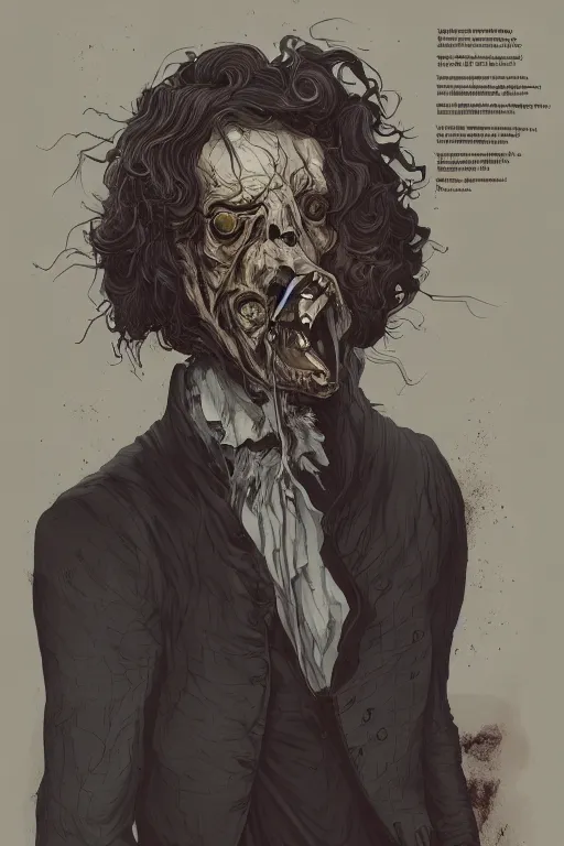 Image similar to quaker oates man in sleepy hollow, full body, big two toned eyes, teeth gritted, horror, intricate details, cinematic, epic, realistic, anatomy, tomer hanuka, uplight, artstation, photorealistic, scary