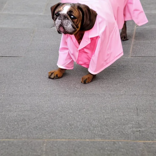 Image similar to a dog with a pink lab coat, stock photo