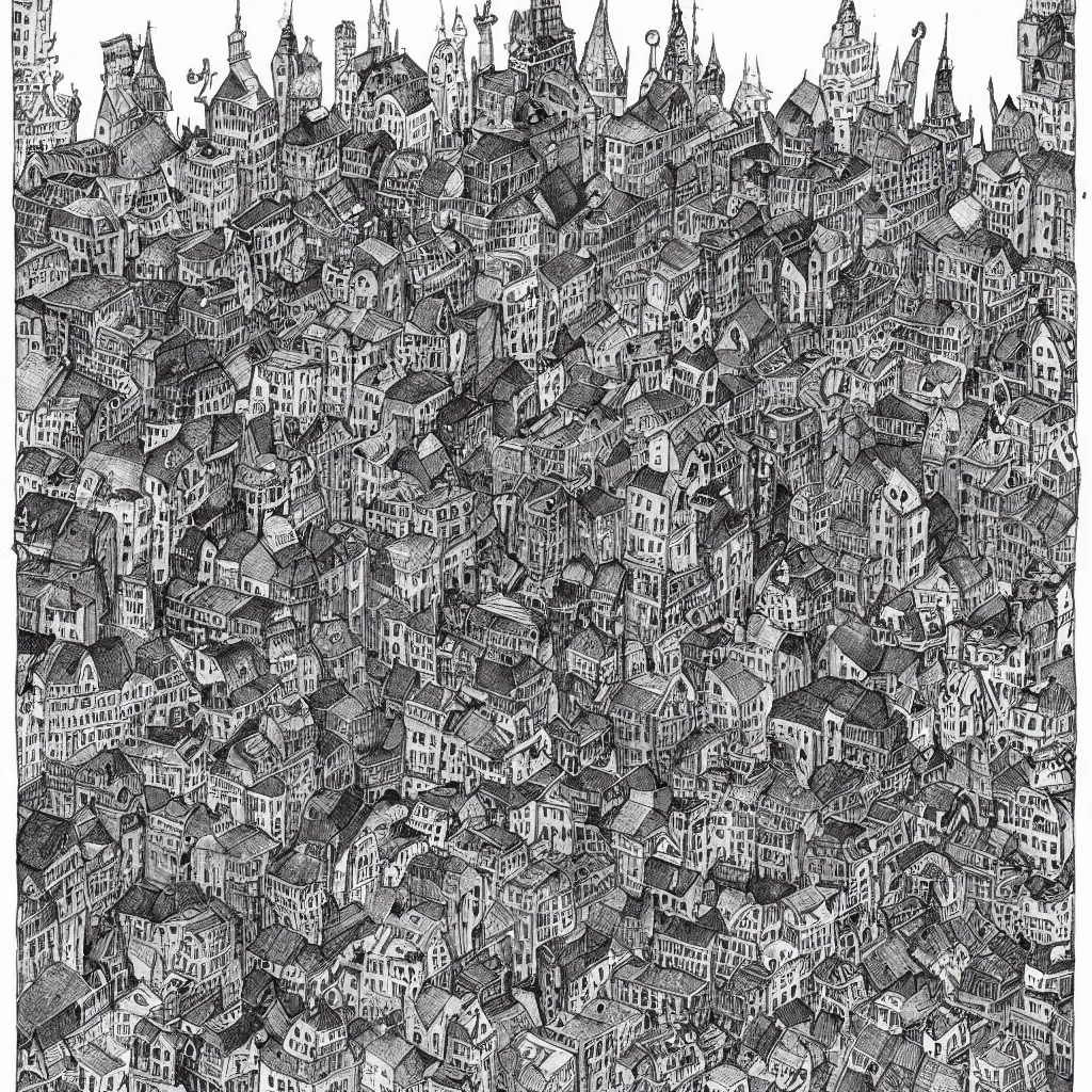 Prompt: city of feeble eldritch creatures, by Mattias Adolfsson!!!!, greeble!!, modern European ink painting, storybook illustration, watercolor