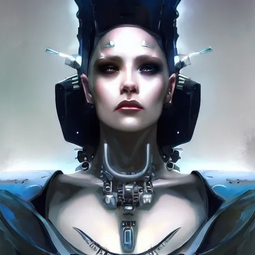 Image similar to portrait of a beautiful cybernetic queen of the damned, cyberpunk concept art by pete mohrbacher and artgerm and wlop and greg rutkowski and deathburger, digital art, highly detailed, intricate, sci-fi, sharp focus, Trending on Artstation HQ, deviantart, unreal engine 5, 4K UHD image
