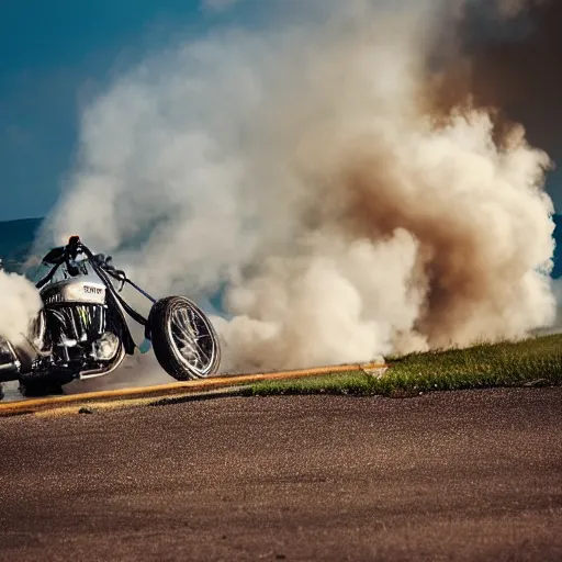 Prompt: motorcycle blowing up