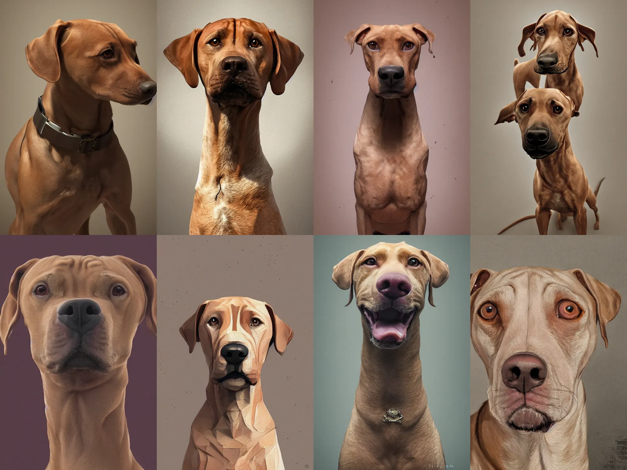 Prompt: super beautiful cute beige rhodesian ridgeback mixed dog intricate artwork by tooth wu and wlop and beeple, greg rutkowski, very coherent symmetrical artwork, cinematic, hyper realism, high detail, octane render, unreal engine, 8 k, vibrant colors, smooth gradients, high contrast, depth of field, aperture f 1. 2