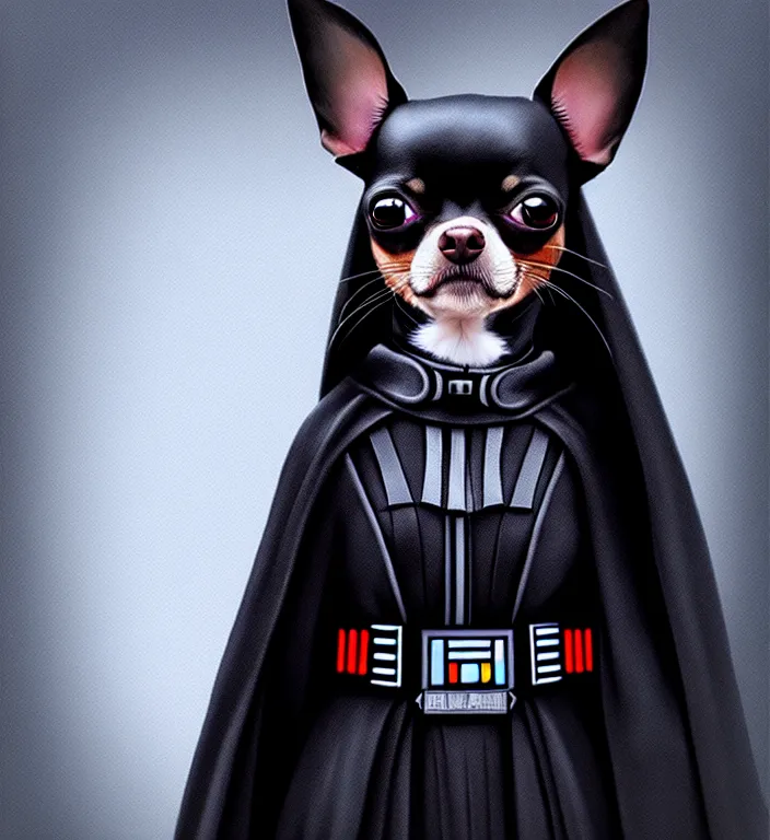 Image similar to chihuahua as darth vader, by artgerm