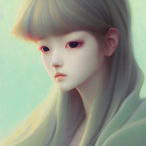 Image similar to a u detail beautiful painting of anime girl, hsiao ron cheng, ngai victo, nivanh chanthara jean delville wlop and dougherty patrick, trending on artstation, soft light