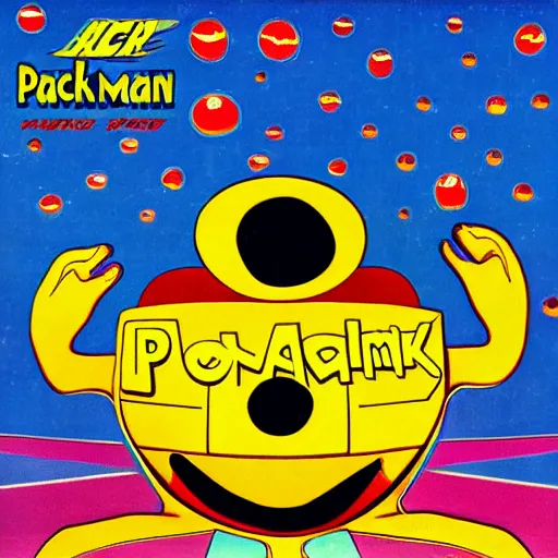 Image similar to packman as the beetles album cover, 7 0 s, acid