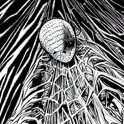 Prompt: the dream spider, artwork by junji ito