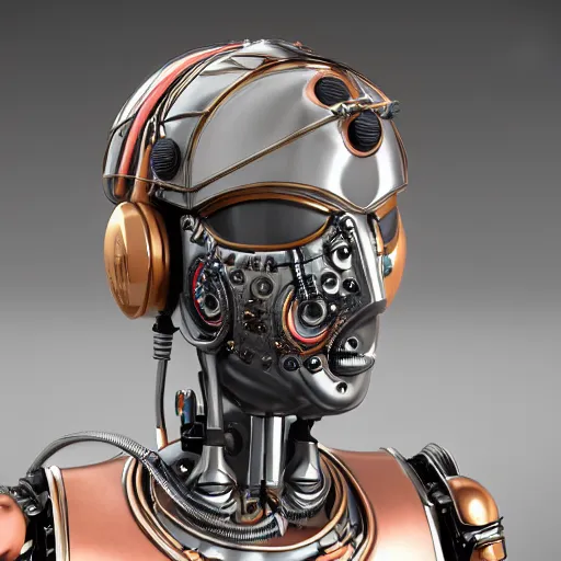 Prompt: a claymodel of a steampunk spaced out futuristic robot head wearing trippy brain sensors and headphones with antennas, 8 k, front view, symetrical, flourescent colors, halluzinogenic, multicolored, insanely detailed, front shot, 3 d render, octane