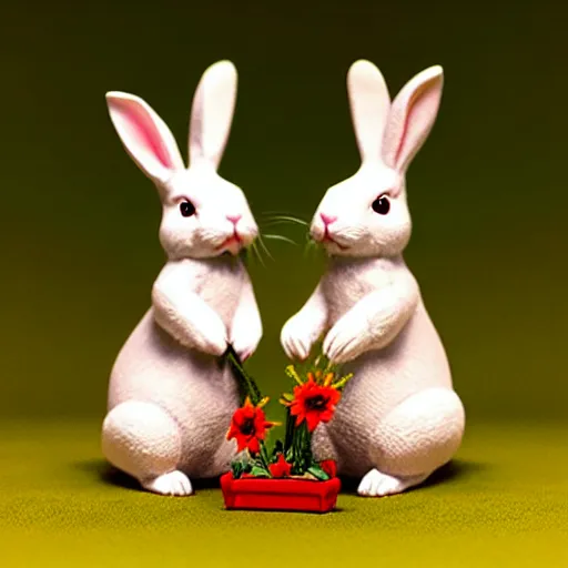 Prompt: rabbits sylvanian family diorama, ambient lighting, product photo studio lighting