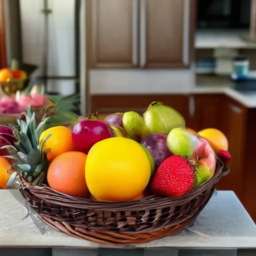 Image similar to a fruit basket on top of a kitchen table