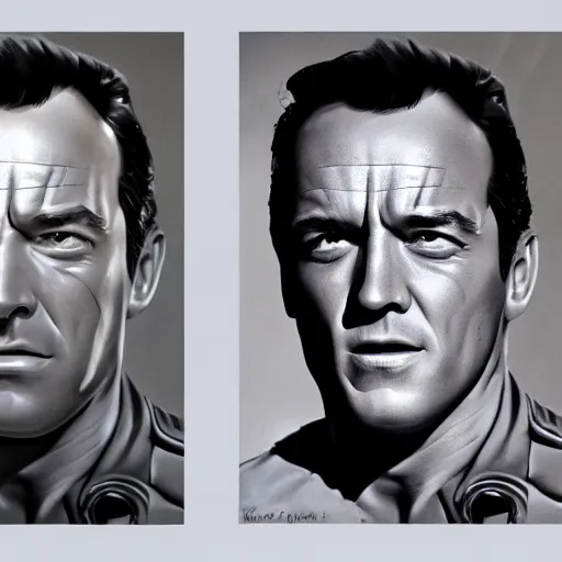 Prompt: a game art portrait, Gene Kelly as the terminator, by Steve Argyle, hyperrealism