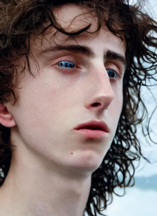 Image similar to Kodak Portra 400, 8K,ARTSTATION, Caroline Gariba, soft light, volumetric lighting, highly detailed, britt marling style 3/4 , extreme Close-up portrait photography of a Timothee Chalamet how pre-Raphaelites with his eyes closed,inspired by Ophelia paint, his face is under water Pamukkale, face above water in soapy bath tub, hair are intricate with highly detailed realistic , Realistic, Refined, Highly Detailed, interstellar outdoor soft pastel lighting colors scheme, outdoor fine photography, Hyper realistic, photo realistic