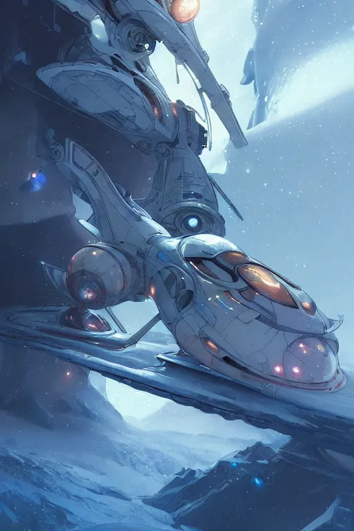 Prompt: frozen crashed spaceship, intricate digital painting artstation concept art smooth sharp focus illustration, art by artgerm and paul chadeisson and greg rutkowski and alphonse mucha