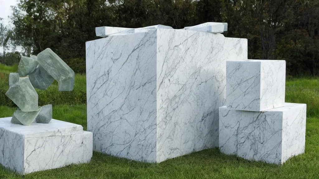 Image similar to marble sculpture cubical pinafore cube ( s ) in nature