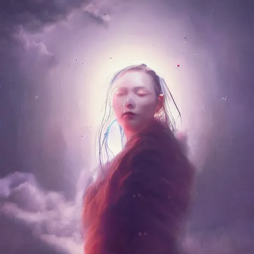 Prompt: 3 d, sci - fi, night, moon, moon rays, sleepy fashion model face, cinematic, clouds, vogue cover style, realistic painting, intricate oil painting, high detail illustration, figurative art, multiple exposure, poster art, 3 d, by tooth wu and wlop and beeple and greg rutkowski