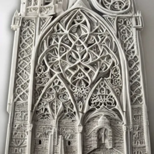 Prompt: minas tirith carved in bone, intricate details, subsurface scatter