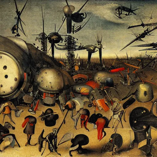 Prompt: cyborgs by pieter bruegel the elder