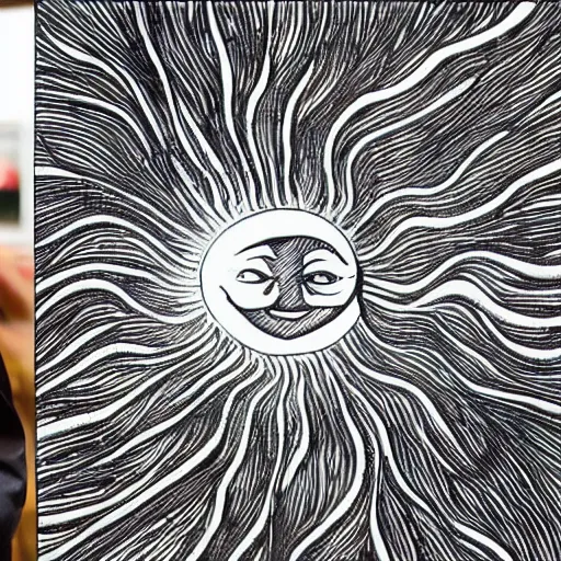 Image similar to a man looking at the sun, stunning design, hyper - detailed art