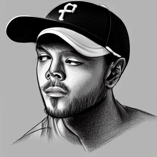 Image similar to a drawing of a person wearing a baseball cap, digital art by Yi Insang, featured on instagram, digital art, art on instagram, art, masterpiece
