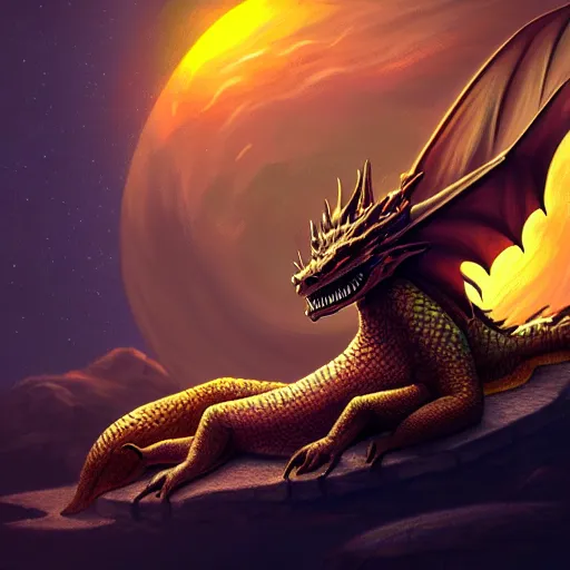 Prompt: a dragon sleeping on the sun, 8 k, ultra detailed, digital art, fantasy art, modernism, trending on artstation, make it look like dall - e 2 made it