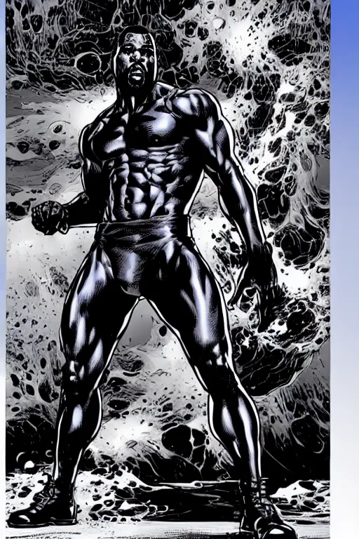 Prompt: character art by mike deodato, kanye, absolute chad