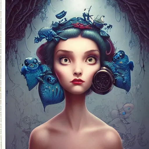 Image similar to Lofi portrait, Pixar style by Joe Fenton and Stanley Artgerm and Tom Bagshaw and Tim Burton, side glance