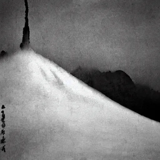 Prompt: the mountain, black and white, by lang jingshan,