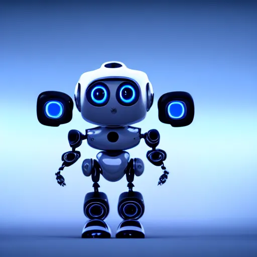 Image similar to a cute little robot is made of eis. super realistic 8 k render of a elegant, cinematic composition