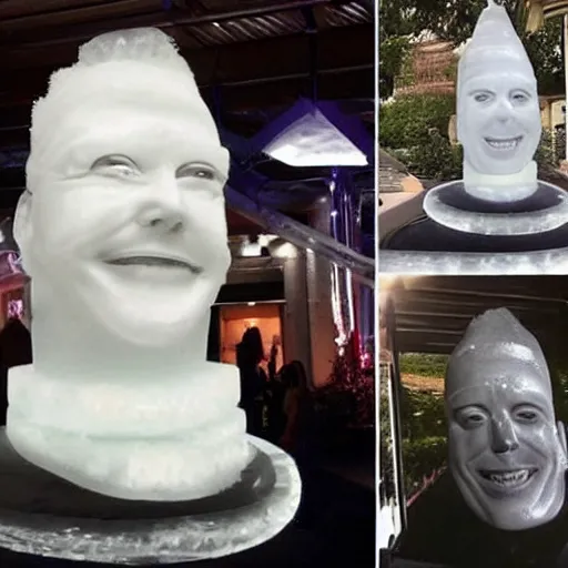 Image similar to ice sculpture that looks like elon musk