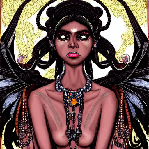 Image similar to Eldritch fairy lovecraft Woman, black hair, Kali