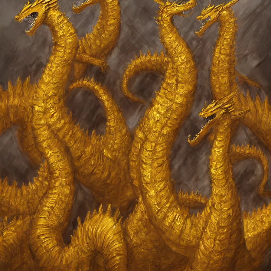 Image similar to king ghidorah, oil painting, extremely detailed, art station, concept art