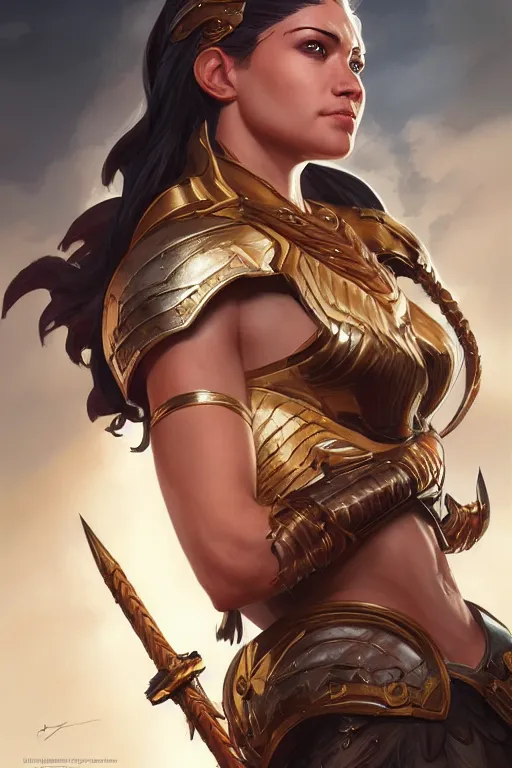 Image similar to amazon valkyrie athena, d & d, fantasy, portrait, highly detailed, headshot, digital painting, trending on artstation, concept art, sharp focus, illustration, art by artgerm and greg rutkowski and magali villeneuve