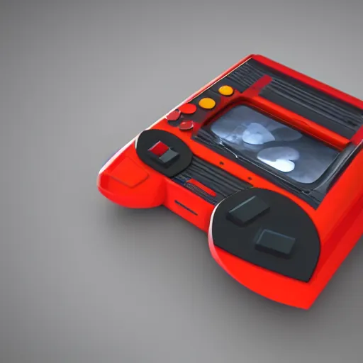 Image similar to futurist nintendo handheld console, 3 d concept, details, colored background