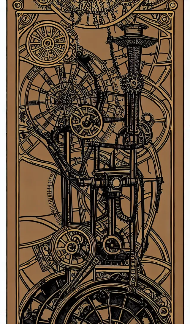 Image similar to tarot card of steampunk machine