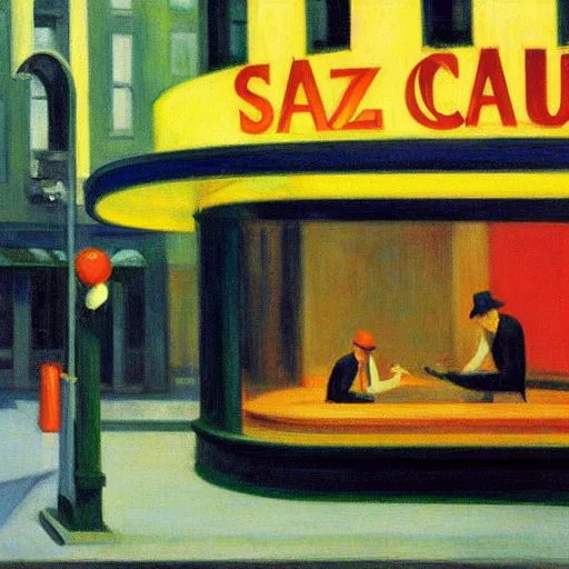 Image similar to snake jazz club by edward hopper