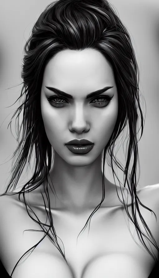 Image similar to up close portrait of a beautiful woman in black and white, photorealistic, upper body, art by diego fazio and diegoKoi and artgerm, concept art, hyper sharp focus, 8k highly detailed