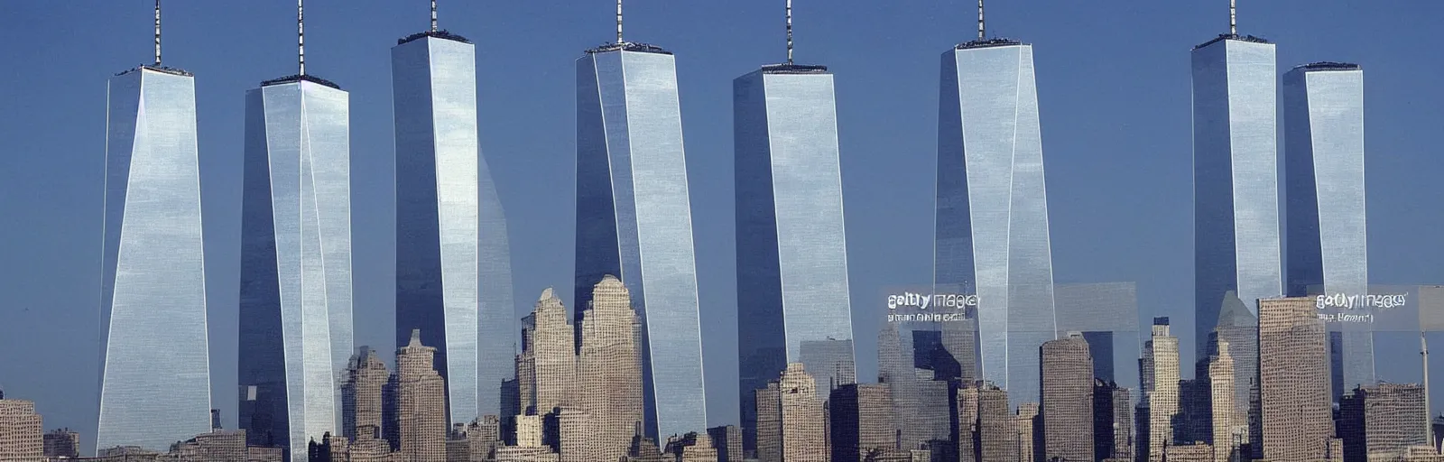 Image similar to “Mile-High Humanoid Robot versions of the Twin Towers ready themselves for battle gatchaman Gettyimages September 11 2001 hq ap photos CNN”