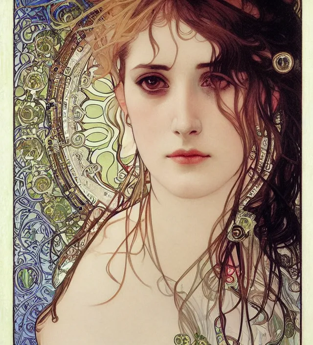 Image similar to detailed portrait of eva green by alphonse mucha, ayami kojima, yoshitaka amano