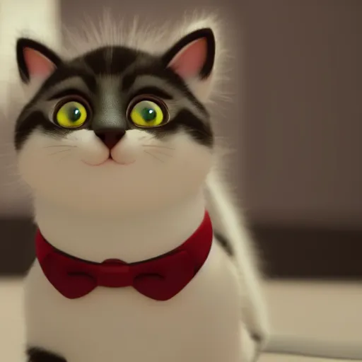 Prompt: 3 d render of cute kitten lawyer, octane render, pixar style