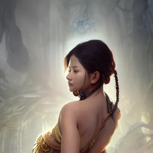 Image similar to nepali woman lower back, ultra realistic, concept art, intricate details, eerie, horror, highly detailed, photorealistic, octane render, 8 k, unreal engine. art by artgerm and greg rutkowski and alphonse mucha