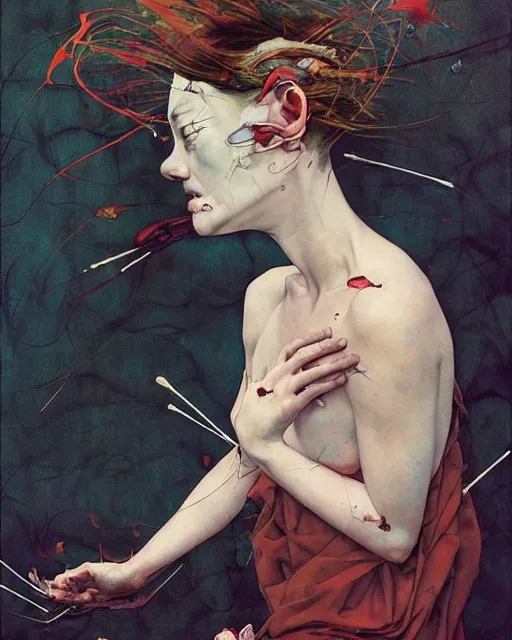 Image similar to there is ugliness in beauty, but there is also beauty in ugliness. in the style of adrian ghenie, esao andrews, jenny saville, edward hopper, surrealism, dark art by james jean, takato yamamoto