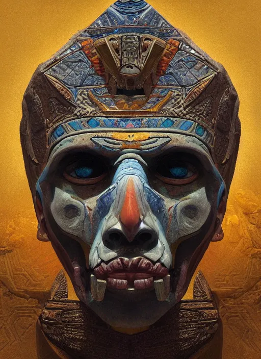 Image similar to digital _ painting _ of _ triangle head mayan god of death _ by _ filipe _ pagliuso _ and _ justin _ gerard _ symmetric _ fantasy _ highly _ detailed _ realistic _ intricate _ port