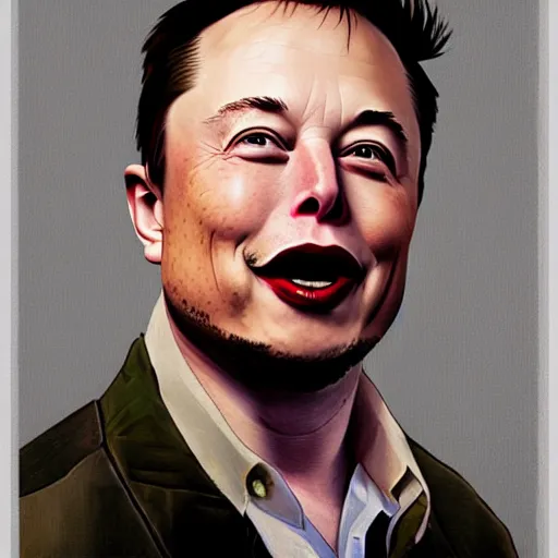 Prompt: elon musk as trollface portrait