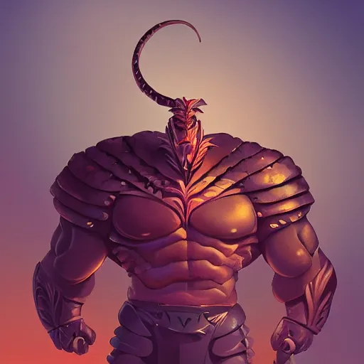 Image similar to upper body illustration of an antropomorphic snake knight, evil look, strong chest, scales, muscular body, mattepainting concept blizzard pixar maya engine on stylized background splash comics global illumination lighting artstation, sharp focus, lois van baarle, ilya kuvshinov, rossdraws